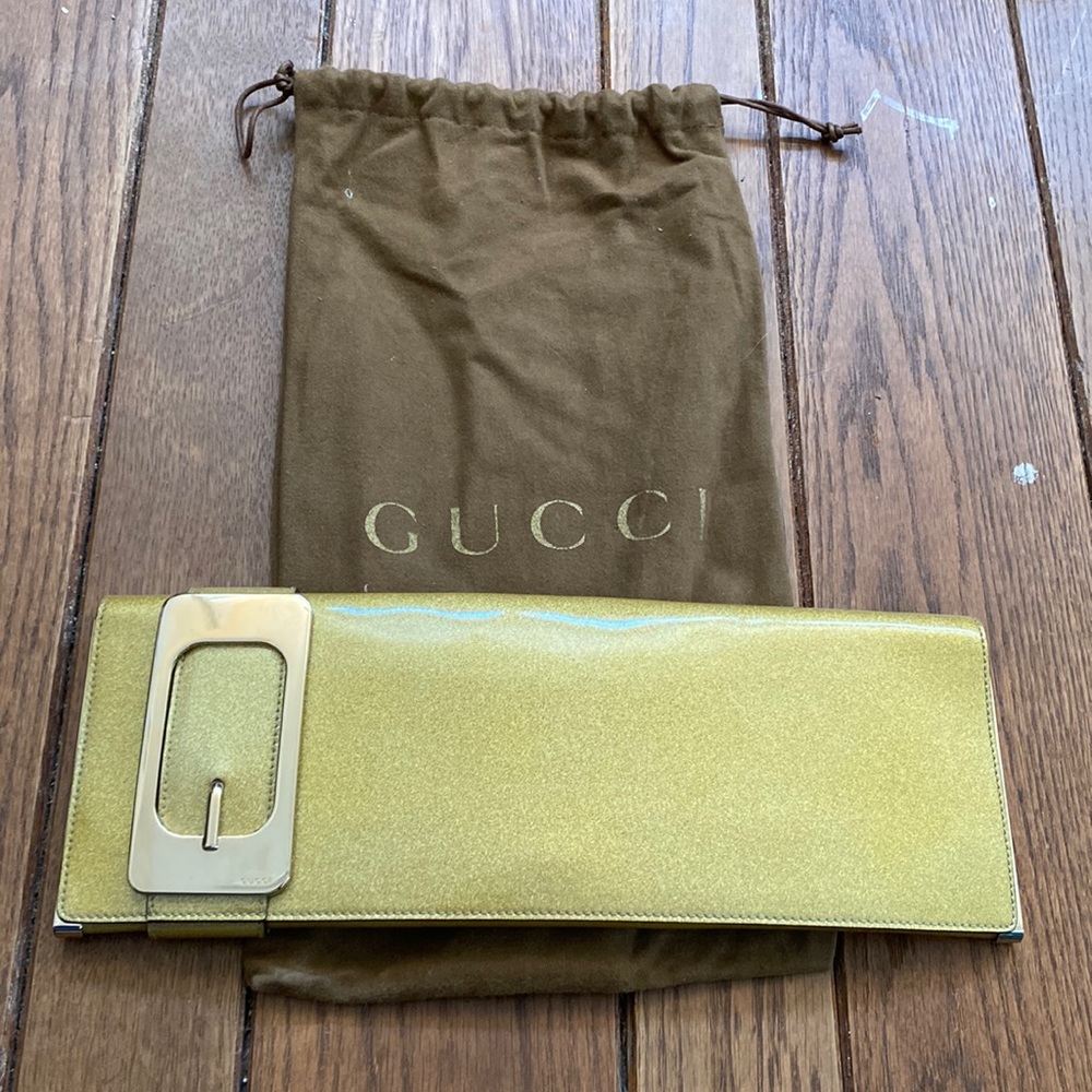 Authentic Metallic Gold Gucci Clutch